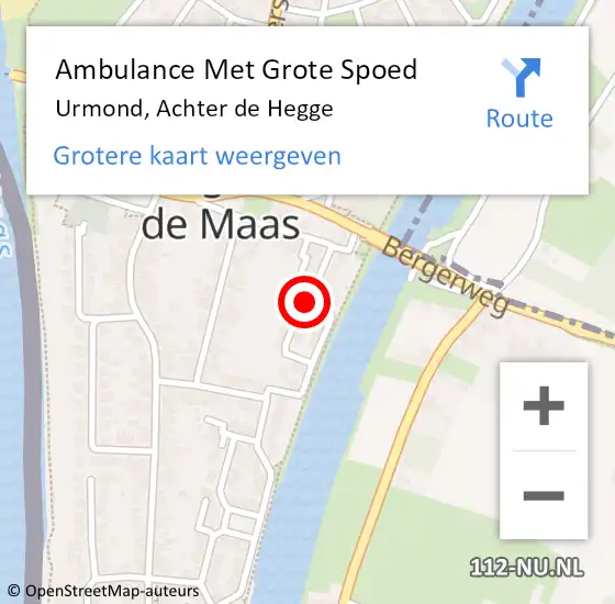 Locatie op kaart van de 112 melding: Ambulance Met Grote Spoed Naar Urmond, Achter de Hegge op 13 februari 2015 17:31