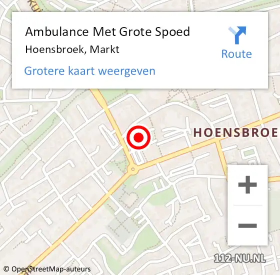 Locatie op kaart van de 112 melding: Ambulance Met Grote Spoed Naar Hoensbroek, Markt op 13 februari 2015 17:34