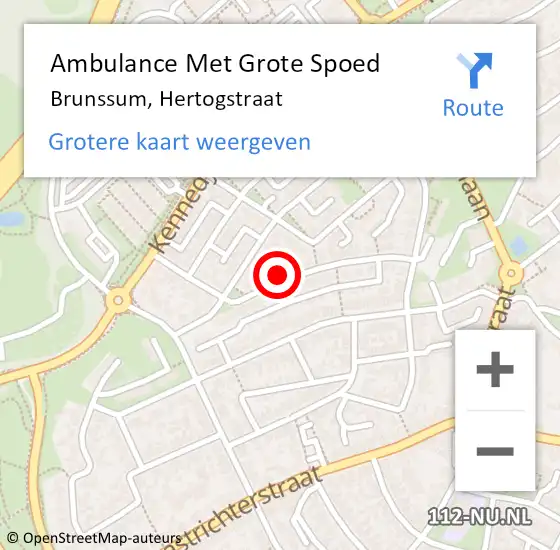 Locatie op kaart van de 112 melding: Ambulance Met Grote Spoed Naar Brunssum, Hertogstraat op 13 februari 2015 17:43