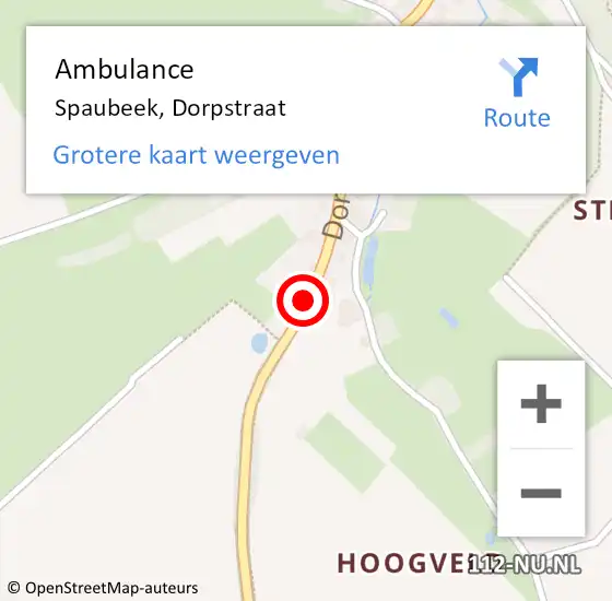 Locatie op kaart van de 112 melding: Ambulance Spaubeek, Dorpstraat op 13 februari 2015 18:11