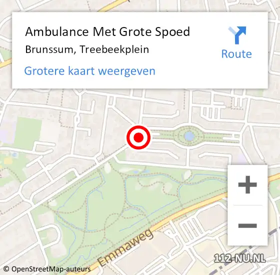 Locatie op kaart van de 112 melding: Ambulance Met Grote Spoed Naar Brunssum, Treebeekplein op 13 februari 2015 18:13