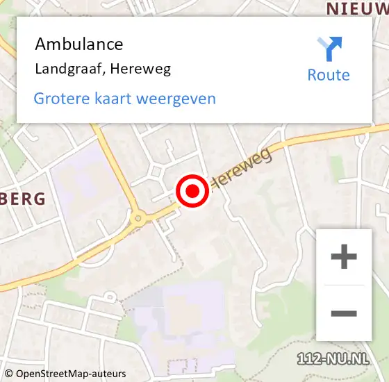 Locatie op kaart van de 112 melding: Ambulance Landgraaf, Hereweg op 13 februari 2015 18:23