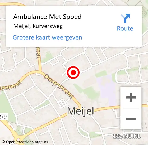 Locatie op kaart van de 112 melding: Ambulance Met Spoed Naar Meijel, Kurversweg op 29 oktober 2013 17:34