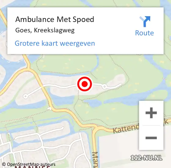 Locatie op kaart van de 112 melding: Ambulance Met Spoed Naar Goes, Kreekslagweg op 13 februari 2015 18:48