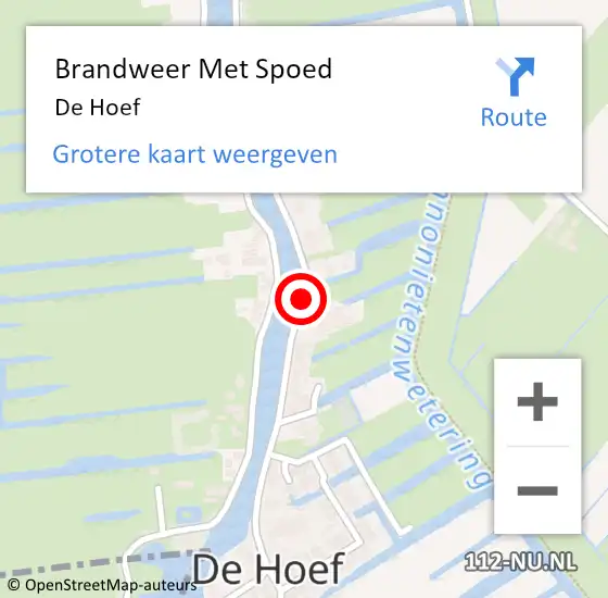 Locatie op kaart van de 112 melding: Brandweer Met Spoed Naar De Hoef op 13 februari 2015 18:54