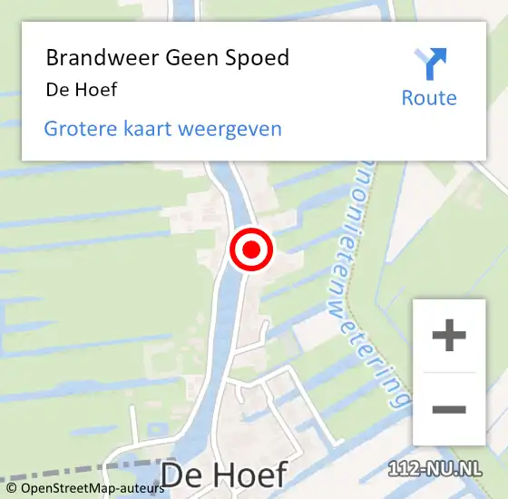 Locatie op kaart van de 112 melding: Brandweer Geen Spoed Naar De Hoef op 13 februari 2015 18:56