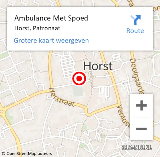 Locatie op kaart van de 112 melding: Ambulance Met Spoed Naar Horst, Patronaat op 13 februari 2015 19:43