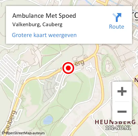 Locatie op kaart van de 112 melding: Ambulance Met Spoed Naar Valkenburg, Cauberg op 13 februari 2015 20:07