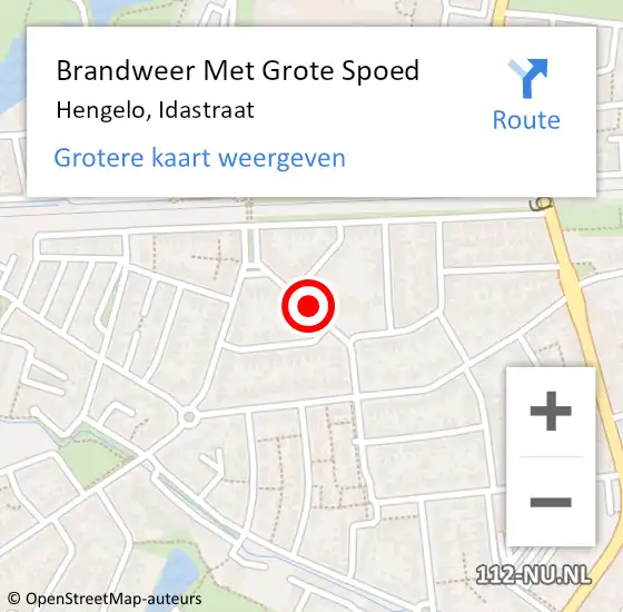 Locatie op kaart van de 112 melding: Brandweer Met Grote Spoed Naar Hengelo, Idastraat op 13 februari 2015 20:15