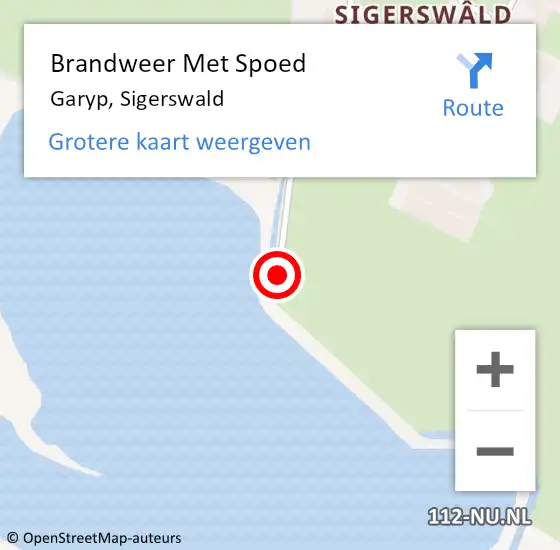 Locatie op kaart van de 112 melding: Brandweer Met Spoed Naar Garyp, Sigerswald op 29 oktober 2013 17:43