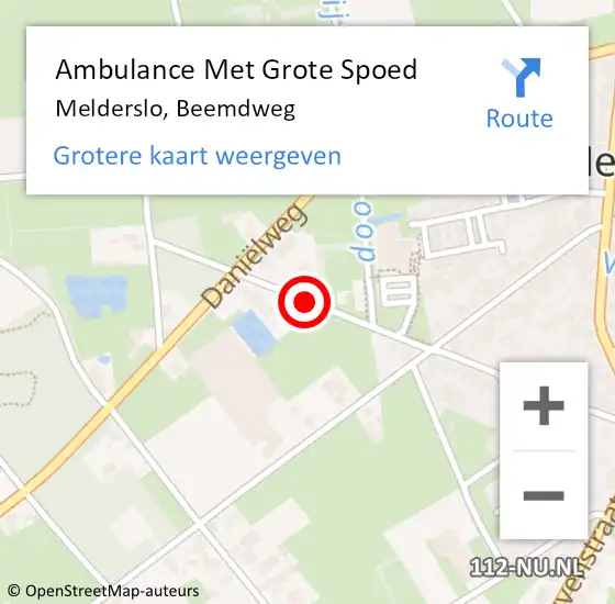 Locatie op kaart van de 112 melding: Ambulance Met Grote Spoed Naar Melderslo, Beemdweg op 13 februari 2015 20:53