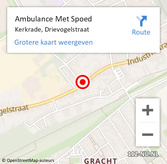 Locatie op kaart van de 112 melding: Ambulance Met Spoed Naar Kerkrade, Drievogelstraat op 13 februari 2015 21:14