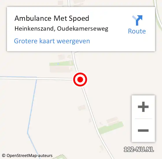 Locatie op kaart van de 112 melding: Ambulance Met Spoed Naar Heinkenszand, Oudekamerseweg op 13 februari 2015 21:18