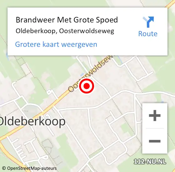 Locatie op kaart van de 112 melding: Brandweer Met Grote Spoed Naar Oldeberkoop, Oosterwoldseweg op 13 februari 2015 21:34