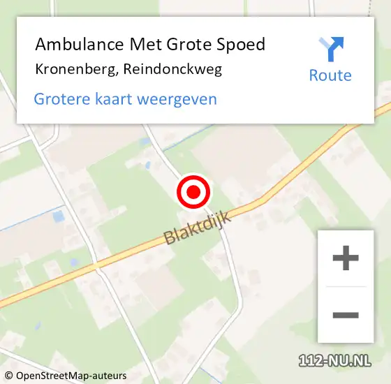 Locatie op kaart van de 112 melding: Ambulance Met Grote Spoed Naar Kronenberg, Reindonckweg op 13 februari 2015 22:42