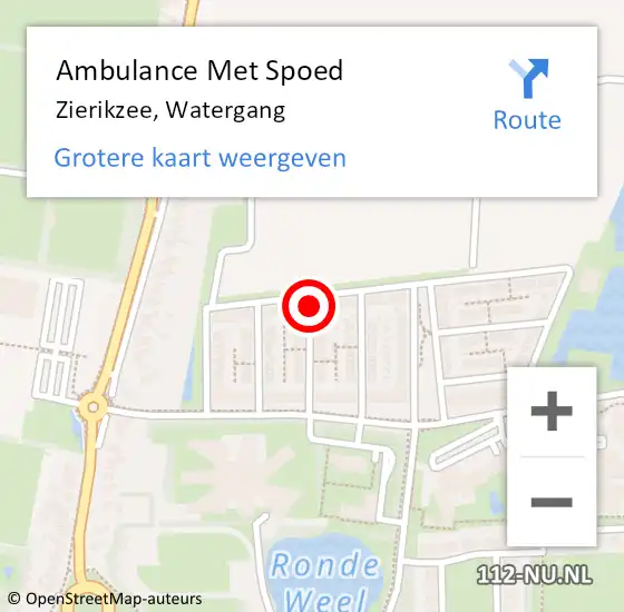 Locatie op kaart van de 112 melding: Ambulance Met Spoed Naar Zierikzee, Watergang op 13 februari 2015 23:33