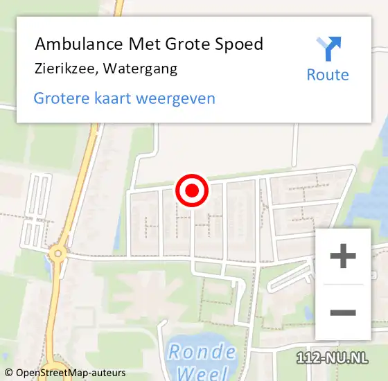 Locatie op kaart van de 112 melding: Ambulance Met Grote Spoed Naar Zierikzee, Watergang op 13 februari 2015 23:35