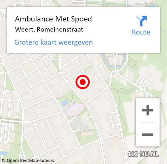 Locatie op kaart van de 112 melding: Ambulance Met Spoed Naar Weert, Romeinenstraat op 13 februari 2015 23:39