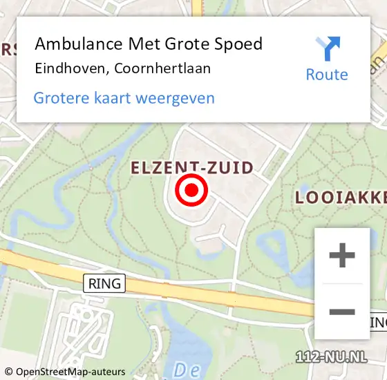 Locatie op kaart van de 112 melding: Ambulance Met Grote Spoed Naar Eindhoven, Coornhertlaan op 13 februari 2015 23:43