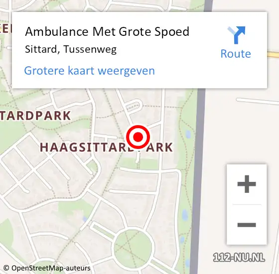 Locatie op kaart van de 112 melding: Ambulance Met Grote Spoed Naar Sittard, Tussenweg op 13 februari 2015 23:52