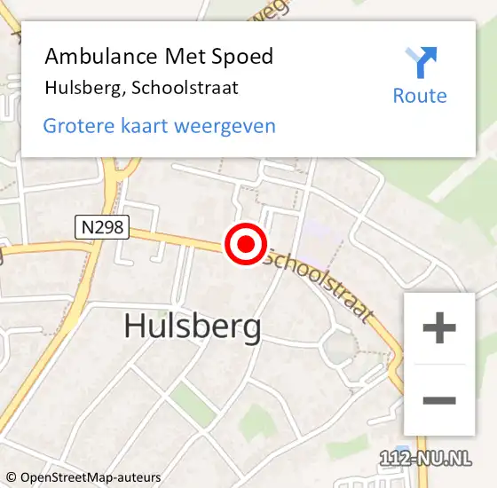 Locatie op kaart van de 112 melding: Ambulance Met Spoed Naar Hulsberg, Schoolstraat op 14 februari 2015 00:26