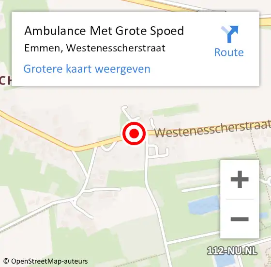 Locatie op kaart van de 112 melding: Ambulance Met Grote Spoed Naar Emmen, Westenesscherstraat op 14 februari 2015 00:38