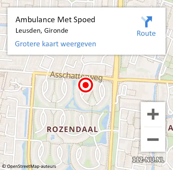 Locatie op kaart van de 112 melding: Ambulance Met Spoed Naar Leusden, Gironde op 14 februari 2015 01:27