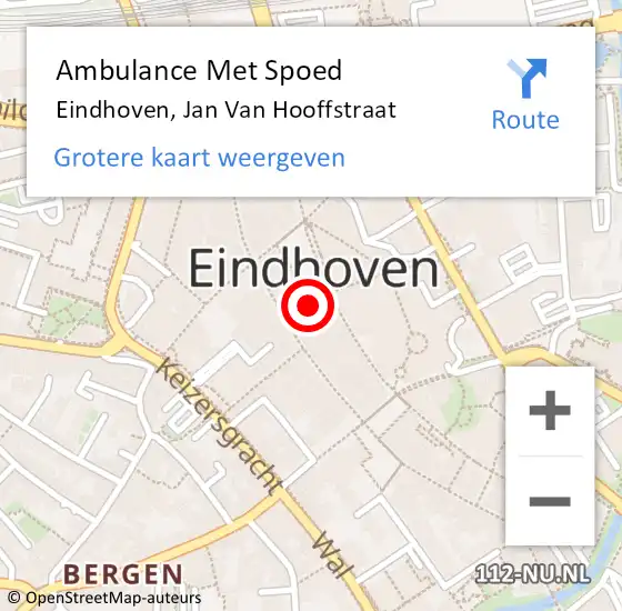 Locatie op kaart van de 112 melding: Ambulance Met Spoed Naar Eindhoven, Jan Van Hooffstraat op 14 februari 2015 01:46