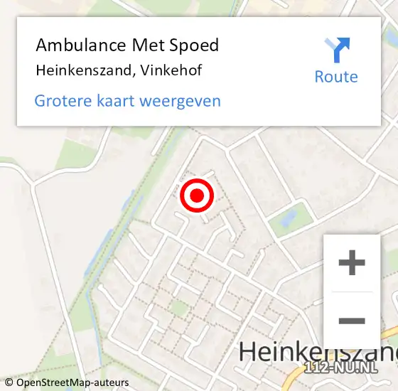 Locatie op kaart van de 112 melding: Ambulance Met Spoed Naar Heinkenszand, Vinkehof op 14 februari 2015 02:25