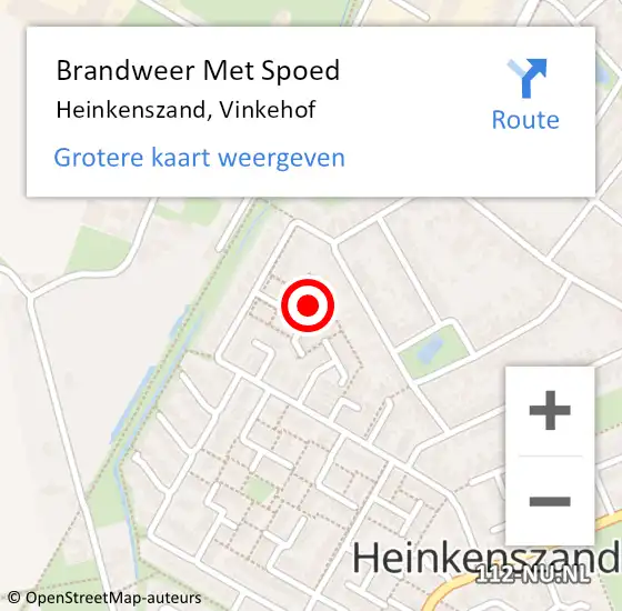 Locatie op kaart van de 112 melding: Brandweer Met Spoed Naar Heinkenszand, Vinkehof op 14 februari 2015 03:30