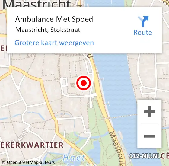 Locatie op kaart van de 112 melding: Ambulance Met Spoed Naar Maastricht, Stokstraat op 14 februari 2015 03:54