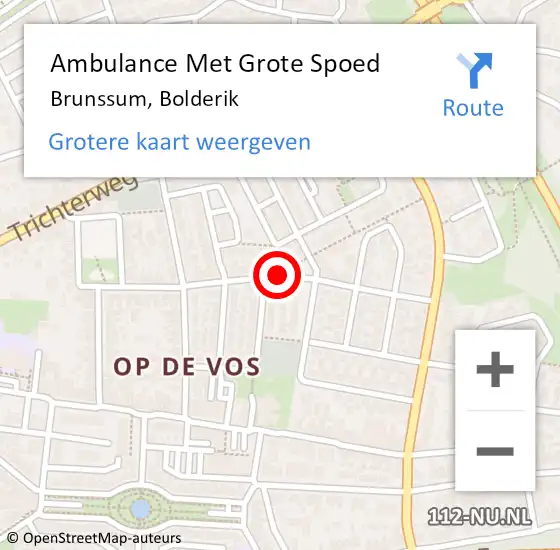 Locatie op kaart van de 112 melding: Ambulance Met Grote Spoed Naar Brunssum, Bolderik op 14 februari 2015 04:47