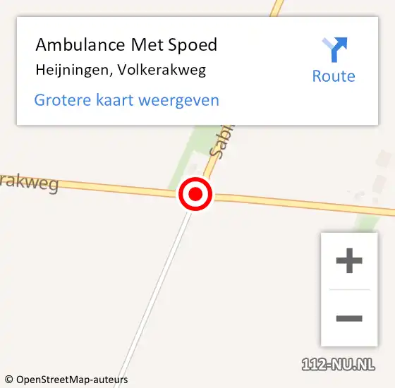 Locatie op kaart van de 112 melding: Ambulance Met Spoed Naar Heijningen, Volkerakweg op 14 februari 2015 05:10