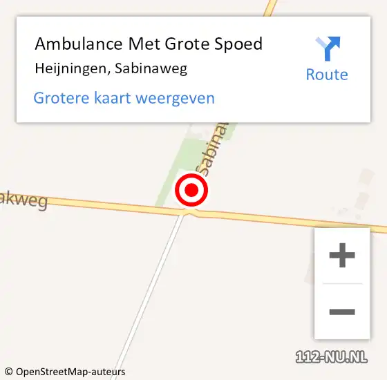 Locatie op kaart van de 112 melding: Ambulance Met Grote Spoed Naar Heijningen, Sabinaweg op 14 februari 2015 05:12