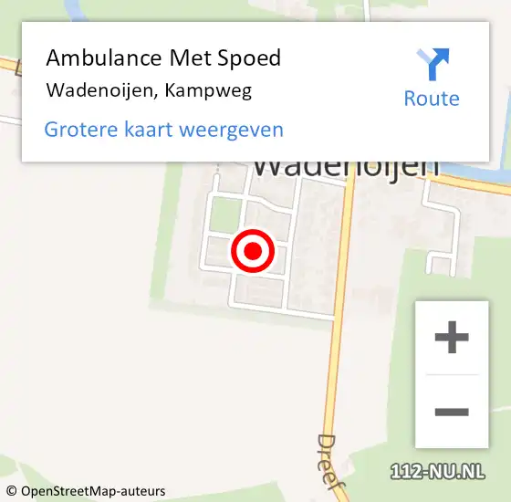 Locatie op kaart van de 112 melding: Ambulance Met Spoed Naar Wadenoijen, Kampweg op 14 februari 2015 06:50