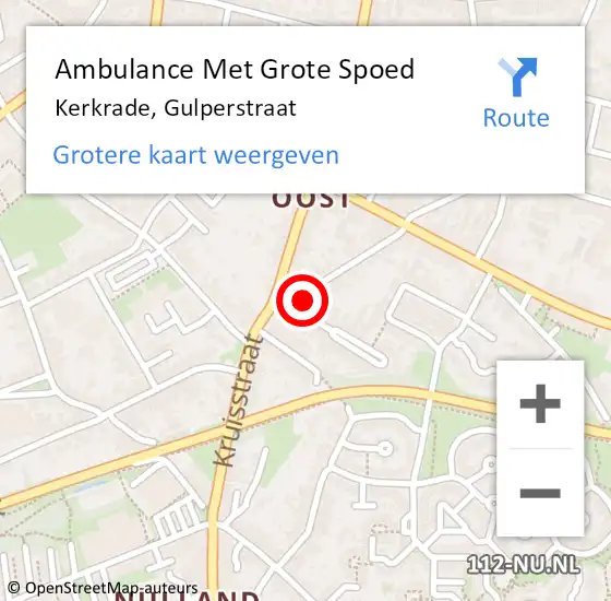 Locatie op kaart van de 112 melding: Ambulance Met Grote Spoed Naar Kerkrade, Gulperstraat op 14 februari 2015 07:51