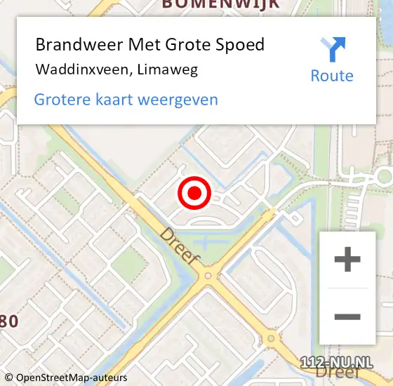 Locatie op kaart van de 112 melding: Brandweer Met Grote Spoed Naar Waddinxveen, Limaweg op 14 februari 2015 08:04