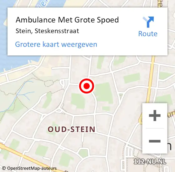 Locatie op kaart van de 112 melding: Ambulance Met Grote Spoed Naar Stein, Steskensstraat op 14 februari 2015 08:05