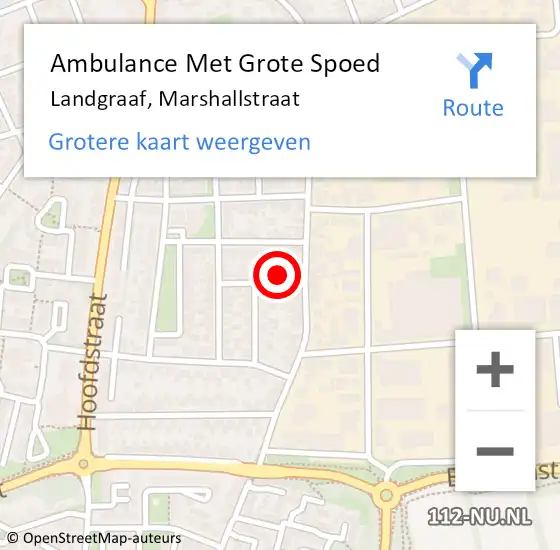 Locatie op kaart van de 112 melding: Ambulance Met Grote Spoed Naar Landgraaf, Marshallstraat op 14 februari 2015 08:56