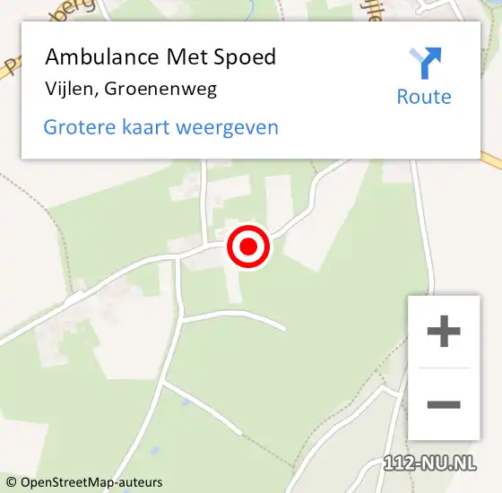 Locatie op kaart van de 112 melding: Ambulance Met Spoed Naar Vijlen, Groenenweg op 14 februari 2015 08:56