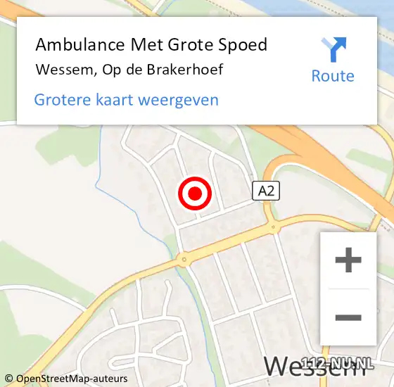 Locatie op kaart van de 112 melding: Ambulance Met Grote Spoed Naar Wessem, Op de Brakerhoef op 14 februari 2015 09:09