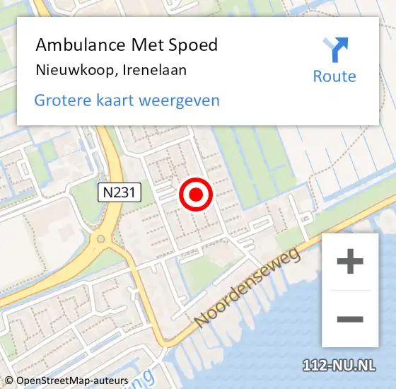 Locatie op kaart van de 112 melding: Ambulance Met Spoed Naar Nieuwkoop, Irenelaan op 14 februari 2015 09:12