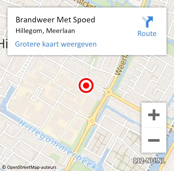 Locatie op kaart van de 112 melding: Brandweer Met Spoed Naar Hillegom, Meerlaan op 29 oktober 2013 18:32