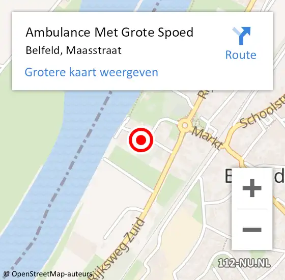 Locatie op kaart van de 112 melding: Ambulance Met Grote Spoed Naar Belfeld, Maasstraat op 14 februari 2015 09:34