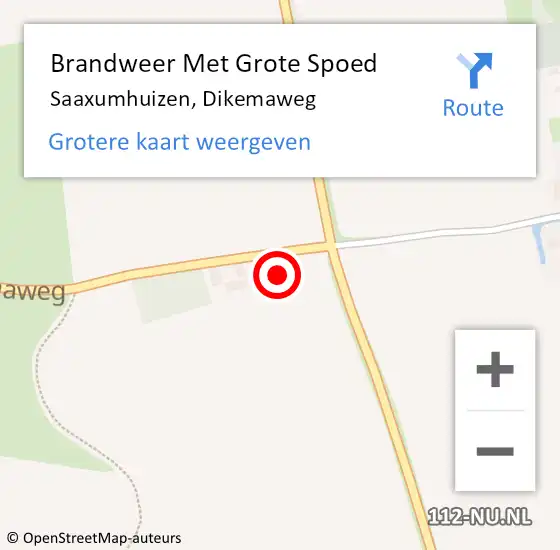 Locatie op kaart van de 112 melding: Brandweer Met Grote Spoed Naar Saaxumhuizen, Dikemaweg op 14 februari 2015 09:40
