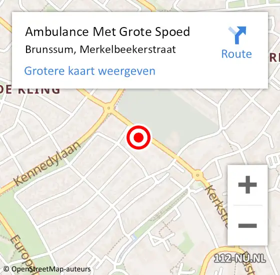 Locatie op kaart van de 112 melding: Ambulance Met Grote Spoed Naar Brunssum, Merkelbeekerstraat op 14 februari 2015 10:10