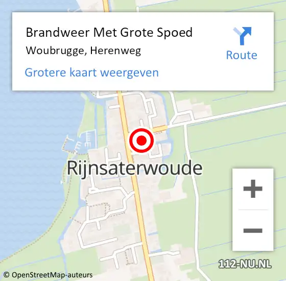 Locatie op kaart van de 112 melding: Brandweer Met Grote Spoed Naar Woubrugge, Herenweg op 14 februari 2015 10:42