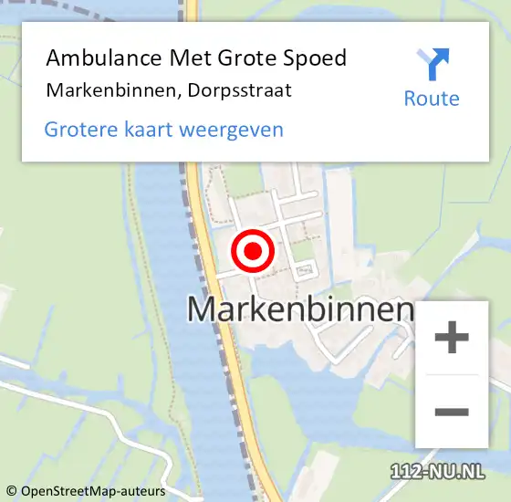 Locatie op kaart van de 112 melding: Ambulance Met Grote Spoed Naar Markenbinnen, Dorpsstraat op 14 februari 2015 11:32