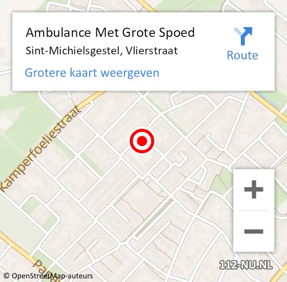 Locatie op kaart van de 112 melding: Ambulance Met Grote Spoed Naar Sint-Michielsgestel, Vlierstraat op 14 februari 2015 11:33