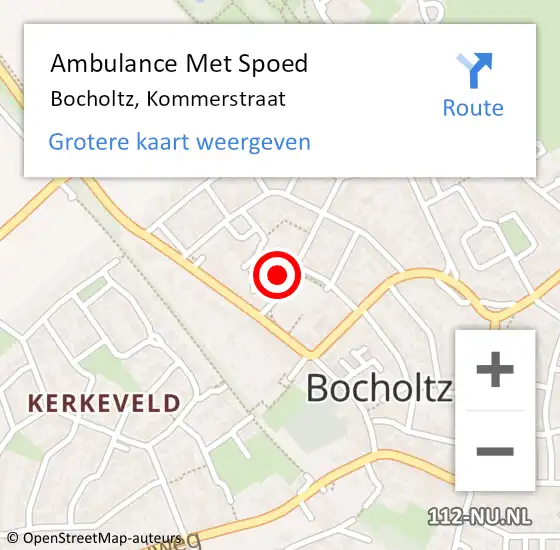 Locatie op kaart van de 112 melding: Ambulance Met Spoed Naar Bocholtz, Kommerstraat op 14 februari 2015 11:52